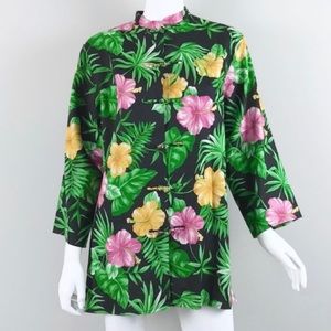 Lauren Ralph Lauren Linen Hawaiian Floral Top
